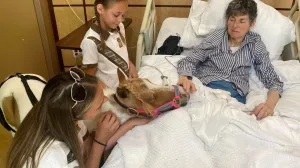 Jewel the pony visiting Hight Pointe House