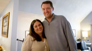 Woman and man standing, smiling after lifesaving care