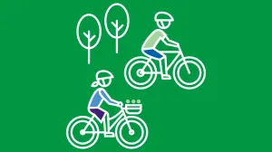Graphic of bikes with green background