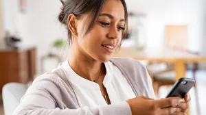 Woman looking at a mobile phone