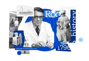 Collage of the timeline of Tufts Medicine
