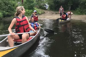 students kayaking