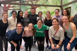 The full group of OBGYN residents doing an outdoor activity