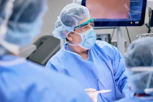 Gennaro Carpinito, MD, FACS performing a urology surgery at Tufts Medical Center.