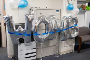 Balloons that spell WOMB