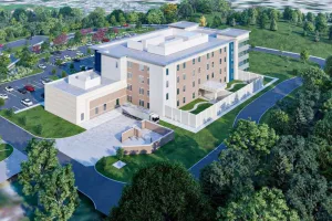 Behavioral health hospital exterior rendering