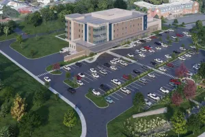 Behavioral health hospital exterior rendering