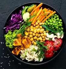 A bowl of vegan friendly food. 