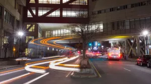 Tufts medical center at night